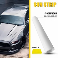 Sun Strip Visor Premium Vinyl Decal 60x10" Windshield Banner Cast PVC Film White
