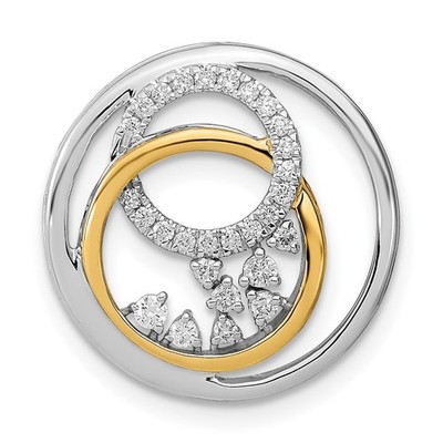 14K bicolor Gold 1/5 Karat im Labor gezüchteter Diamant Kreis Cluster Kette Plättchen Anhänger