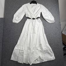 ASTR The Label Rosewood Dress Womens Small White Wrap Cutout Maxi Puff Sleeve