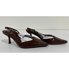 CIDER WOMEN'S POINTED TOE STRAPPY FAUX SLINGBACK HEELS BROWN SIZE 38 NWT #011SE