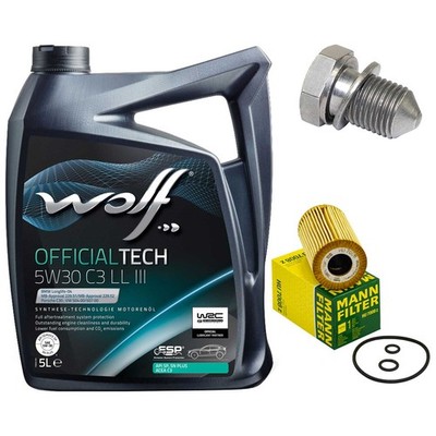 Motoröl Filter Set Wolf Oil 5W30 5 Liter + Schraube für Audi Seat Skoda VW Golf 