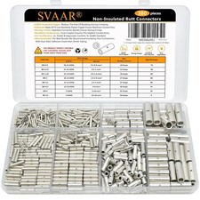380PCS Non Insulated Butt Connectors Kit Butt Splice Connector Uninsulated Wire