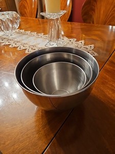 3 Vtg Revere Ware 1 Ring Mixing Bowls Stainless Steel Nesting Thumb Handles