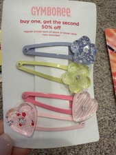 Brand New Gymboree Heart and Flower barrettes 4 in package
