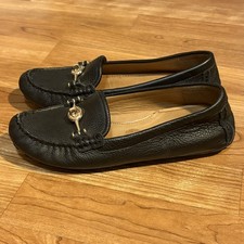 Coach Arlene Turnlock Pebble Grain Black Leather Loafers Sz 6.5B