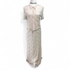 Vintage Rabbit Rabbit Lace Slip Dress Shirt Set Size 12 USA Made Cottagecore