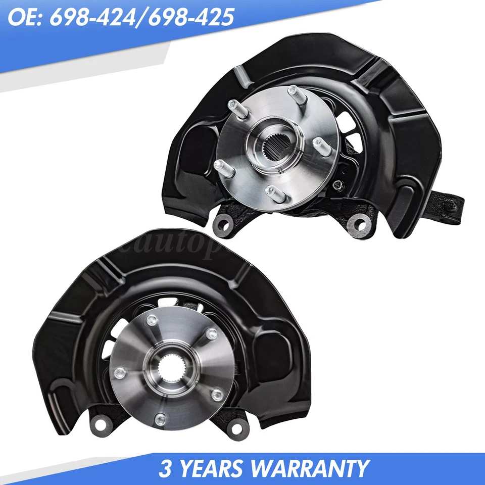 FWD Front Steering Knuckles +Wheel Hub Bearings for 2004-2010 Toyota Sienna Foto 3 de 4