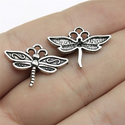 20/50PCS Antique Silver Dragonfly Charm Pendant, Insect Charm Pendant GGS408
