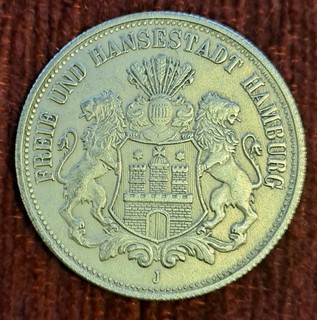 Dachbodenfund Münze Freie und Hansestadt Hamburg 5 Mark