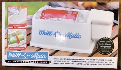 Chill-O-Matic Automatic Battery Operated 12oz Beverage Cooler 60 Seconds NEW! PC