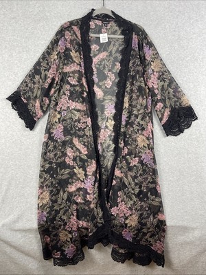 Torrid Long Cardigan Duster Womens Size 5X Floral Cottagecore Boho Witchy Grunge