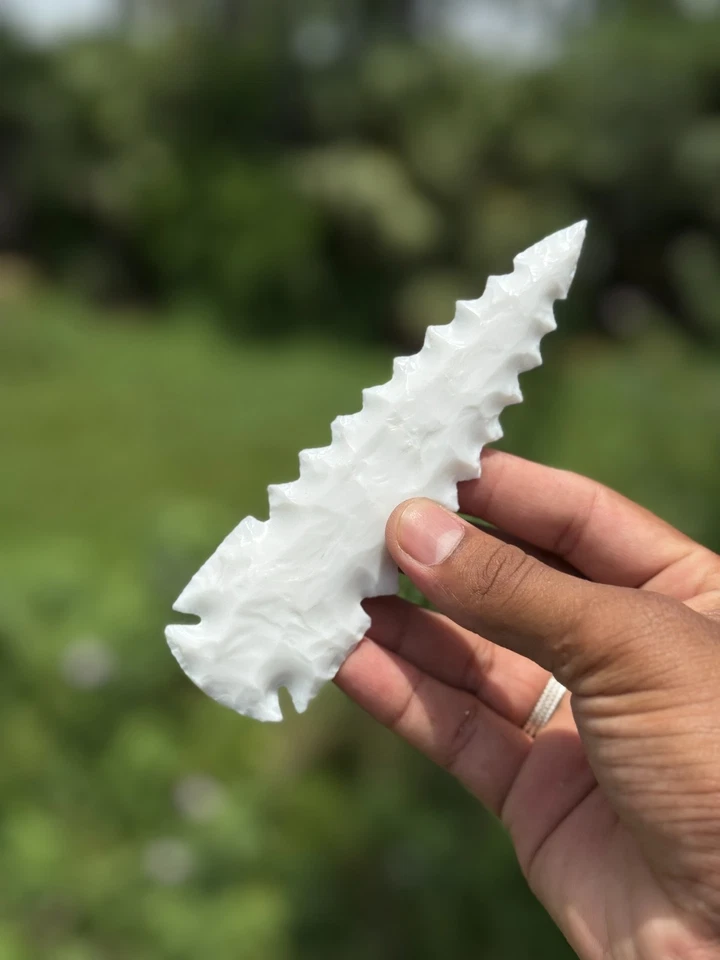 Têtes de flèches en verre tranchant en jade blanc têtes de flèches faites à l... - Photo 4/4