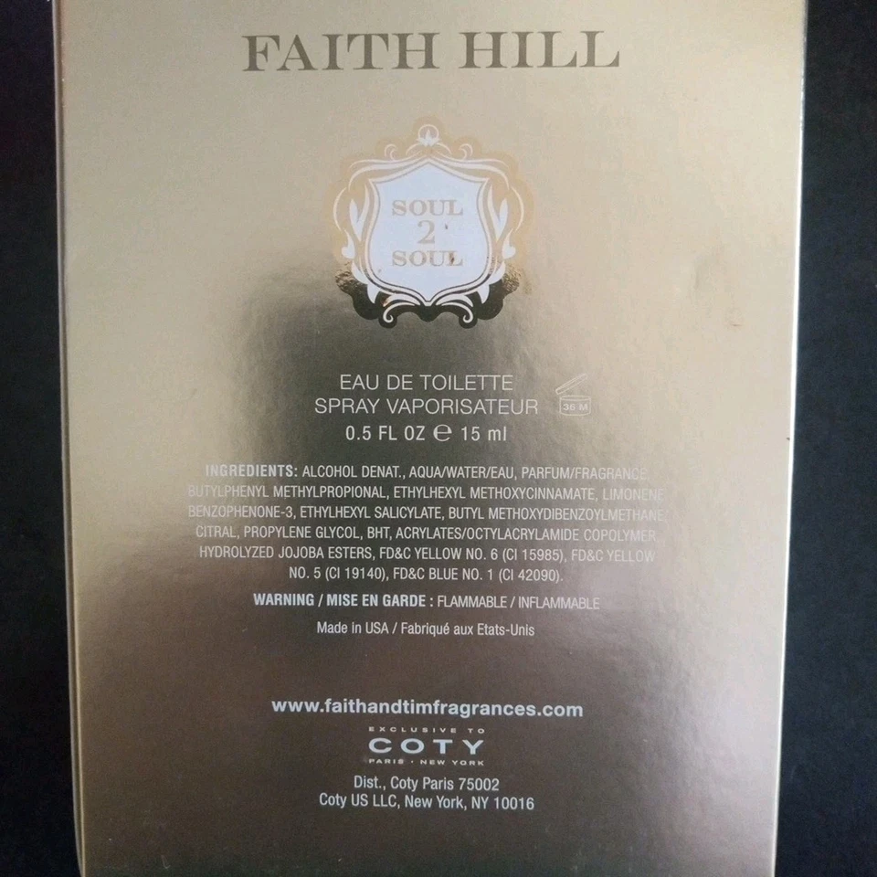 De colección RARO Faith Hill Soul 2 Soul EDT Spray 0.5oz / 15ml Perfume Coty NUEVO SELLADO Foto 2 de 2