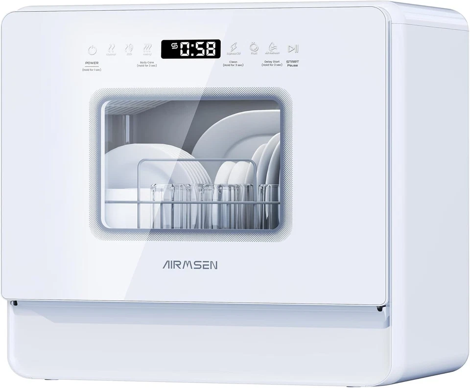 AIRMSEN 2025 NEU Upgrade Tischgeschirrspüler mit weichem Wasser Salz Funktion 9 Prog