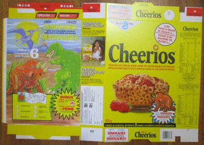 Dinosaurs Cereal Box 1988 un-assembled FLAT Dinosaur Coloring Book offer