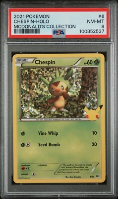 chespin pokemon card value mcdonalds Pokmon Fennekin Froakie - 25th Anniversary McDonald's Exclusive Promo Lot - 3 Set Colorless Seed Bomb (20) Weakness Fire 2 Retreat Cost First McDonald's 25th anniversary and