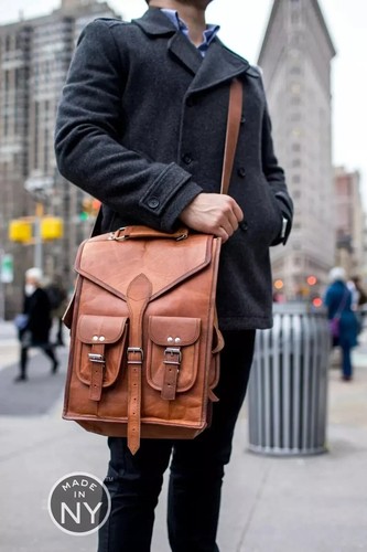 Men's New Genuine Leather Vintage Laptop Backpack Rucksack Messenger Satchel Bag - Picture 10 of 15