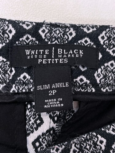 WHBM Pantalone Donna Petite Taglia 2P Slim Caviglia Modello Casa Bianca Mercato Nero - Foto 6 di 10