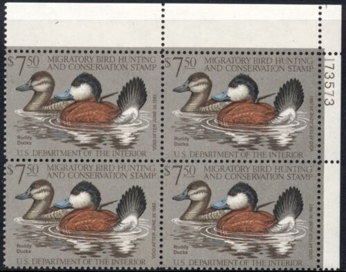 US Migratory Bird Hunting & Conservation 1981 RW48 $7.50 upper right Pl Blk 4 - Picture 1 of 1