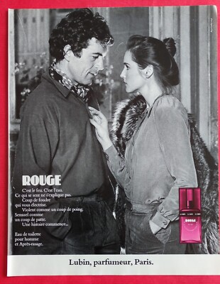 PRESS ADVERTISEMENT: Perfume RED by LUBIN Paris 1982 C'est le feu C'est l'eau