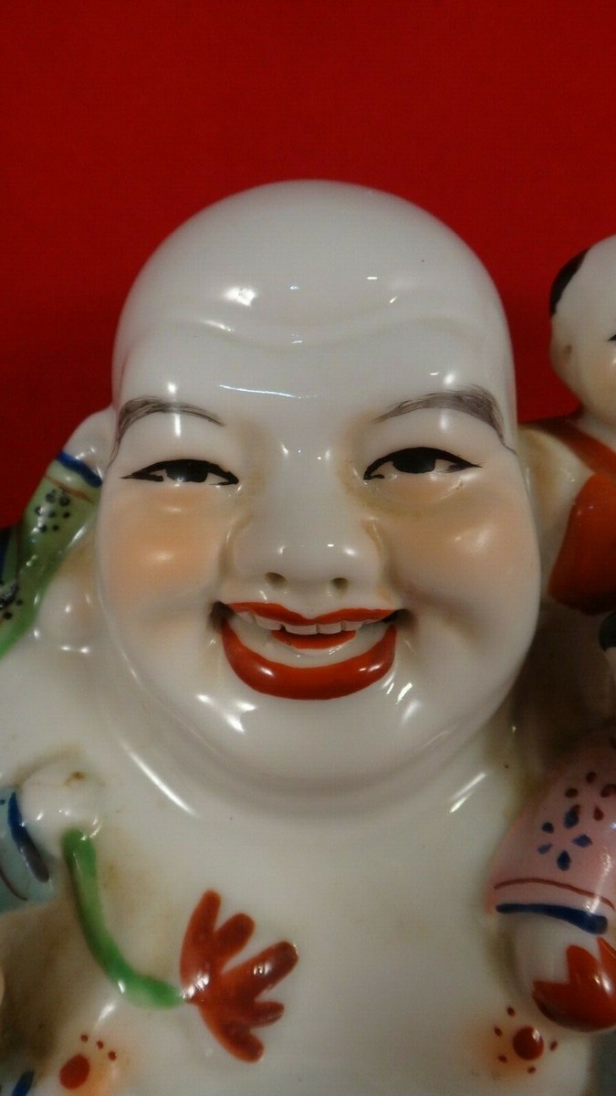 Vintage Chinese Porcelain Laughing Buddha (Pinching nipple) Figure