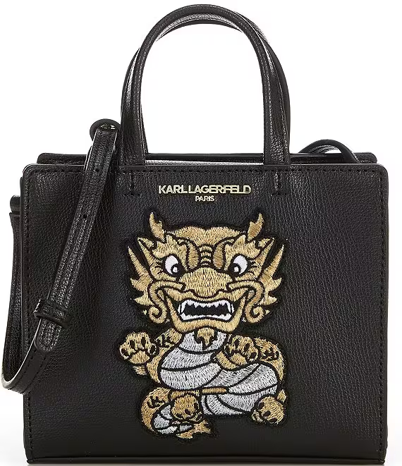 Karl Lagerfeld Paris Mini Maybelle Satchel Lunar New Year Black Gold NWT-image