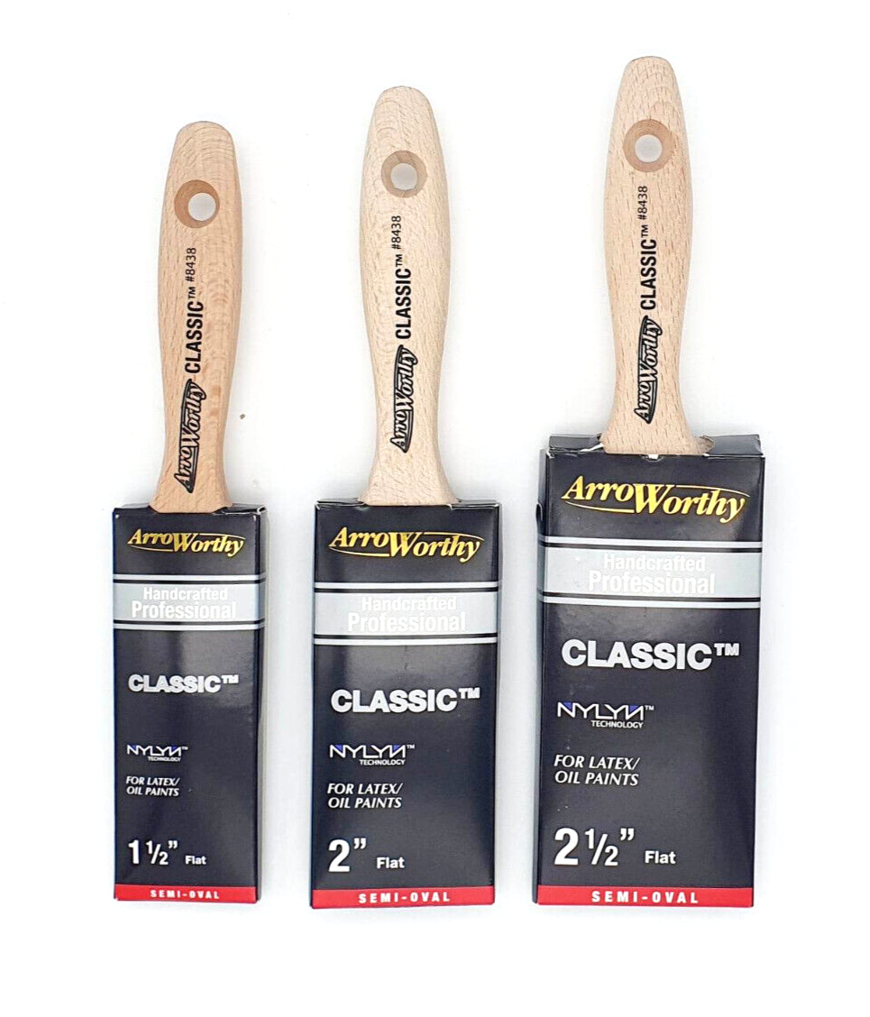 Arroworthy Classic Semi Oval Paint Brush Set Straight Cut Beavertail 1.5, 2, 2.5 eBay