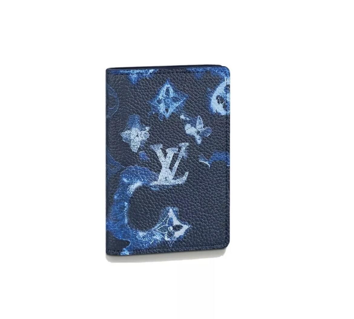 小物 LOUIS VUITTON Mint Discovery Wallet blue Louis Vuitton Bright Blue Monogram Canvas Coin Card Holder Wallet