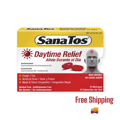 SanaTos Daytime  Cold & Flu Relief, 8 Gelcaps Cápsulas En Gel