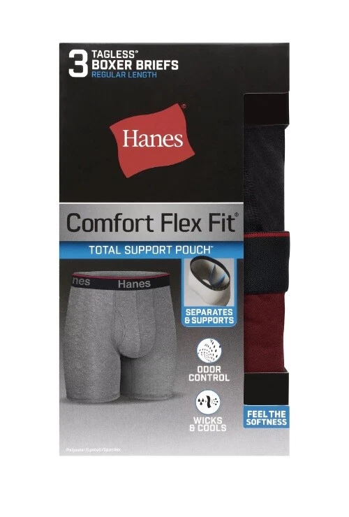 Hanes Men's Ultimate Comfort Flex Fit Total Support Pouch Boxer Briefs  3-Pack