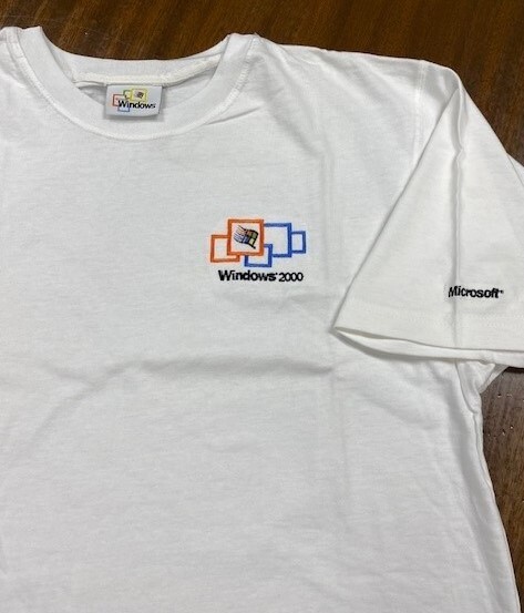Vintage 2000 Microsoft Windows Embroidered Promo White T-Shirt