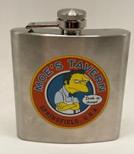 Universal Studios Simpsons Moe's Tavern Springfield Stainless Steel 6oz Flask