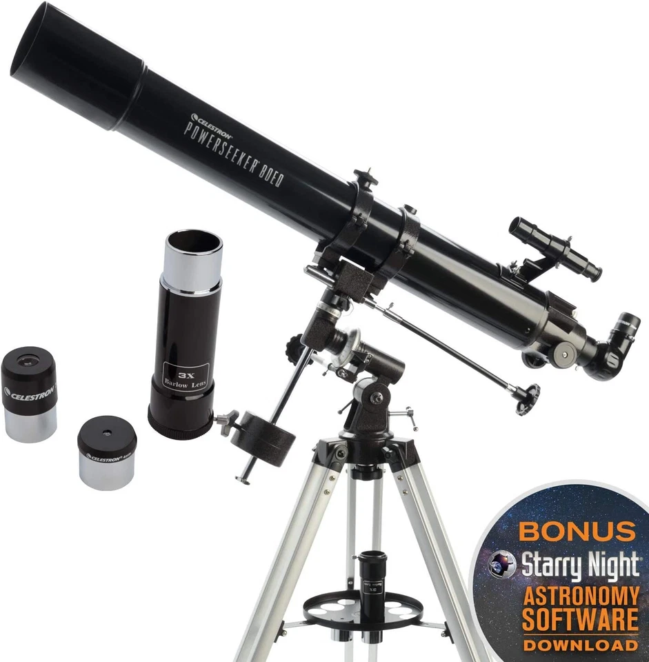 Celestron - PowerSeeker 80EQ Telescope - Manual German Equatorial Telescope - Image 2 of 4