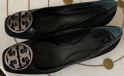 Damenschuhe Gr. 41 1/2, Tory Burch, neuwertig, schwarz Wildleder, mit Logo vorne