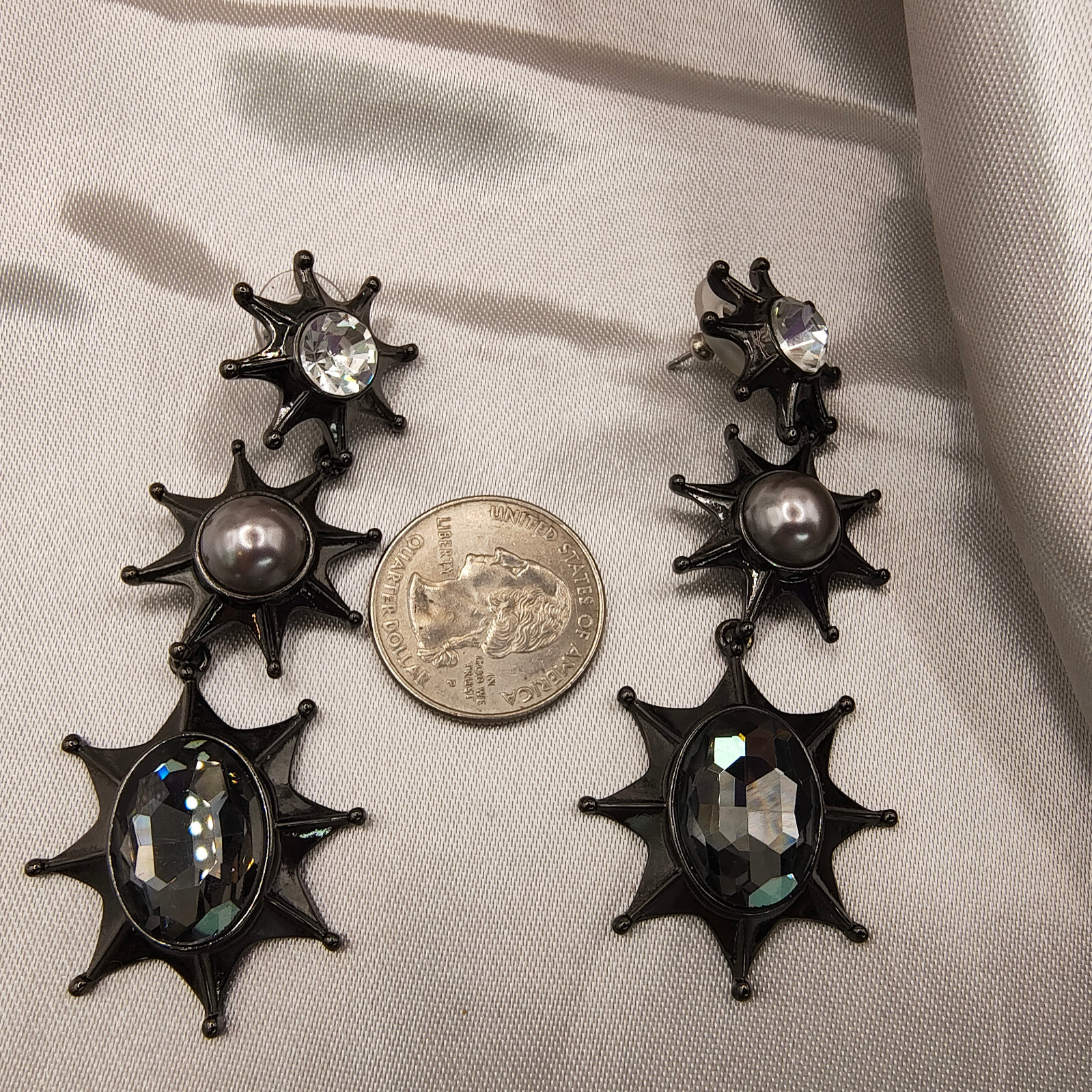 Hutton Wilkinson Earrings Rhinestone Starburst St… - image 22