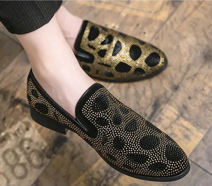 SAOLA Mocassini da uomo strass oro punta punta abito Oxford scarpe da festa