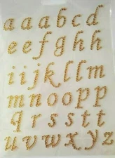 CraftbuddyUS 37pcs Self Adhesive Lower Case Gold Letters abc Rhinestone Gems