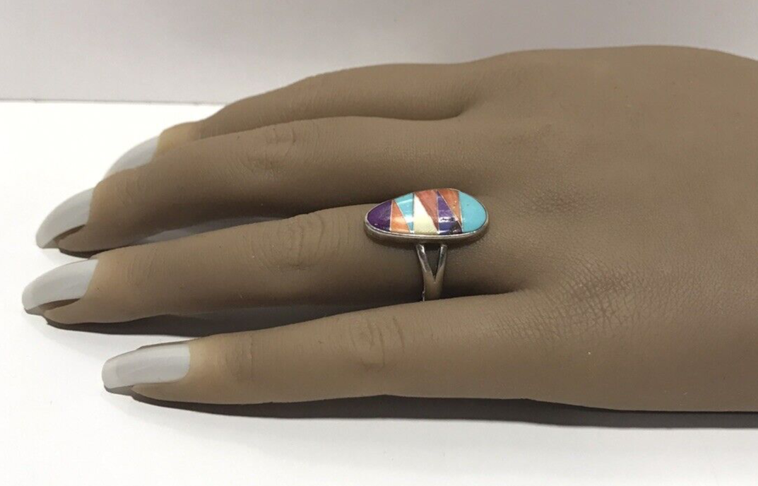 Vintage Marked Philippines 925 Sterling Silver Multi Stone Ring