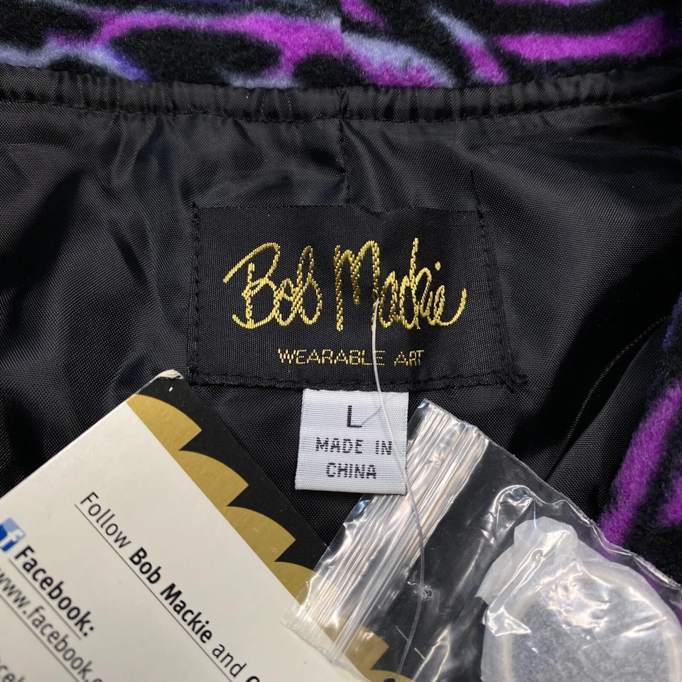 Chaqueta Bob Mackie para mujer talla L negra púrpura polar abotonada DE COLECCIÓN NUEVA Foto 3 de 4