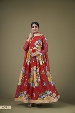 Wedding Festival Party Wear Women Printed Anarkali Kurta, Pant And Dupatta Dress