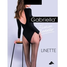 Gabriella 'Linette' women's tights with a vertical seam back behind 20 Den Black