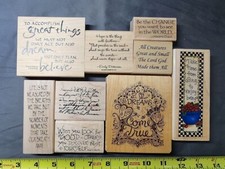 Lot of 9 Rubber Stamp Wood Mounted Used  New Medium-Long Phrases and Sayings