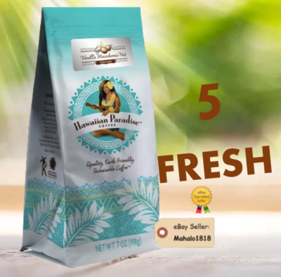 🌺FIVE Vanilla Macadamia Hawaiian Paradise Coffee Ground 7oz 100