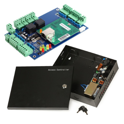 2 Door 4 Readers TCP/IP Access Control System 110V Power Supply Box Software T&A