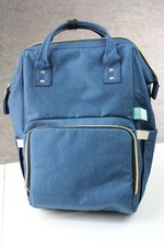 Blue Backpack Diaper Bag Doctors Bag Wide Opening Lined Organization