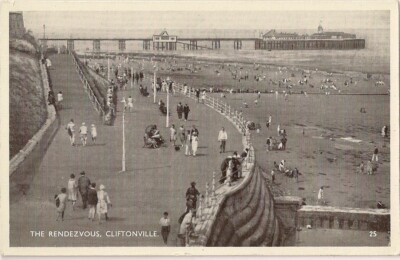 HERVORRAGENDE ALTE POSTKARTE - DAS RENDEVOUS - CLIFTONVILLE - KENT UM 1935 Pier im Blick