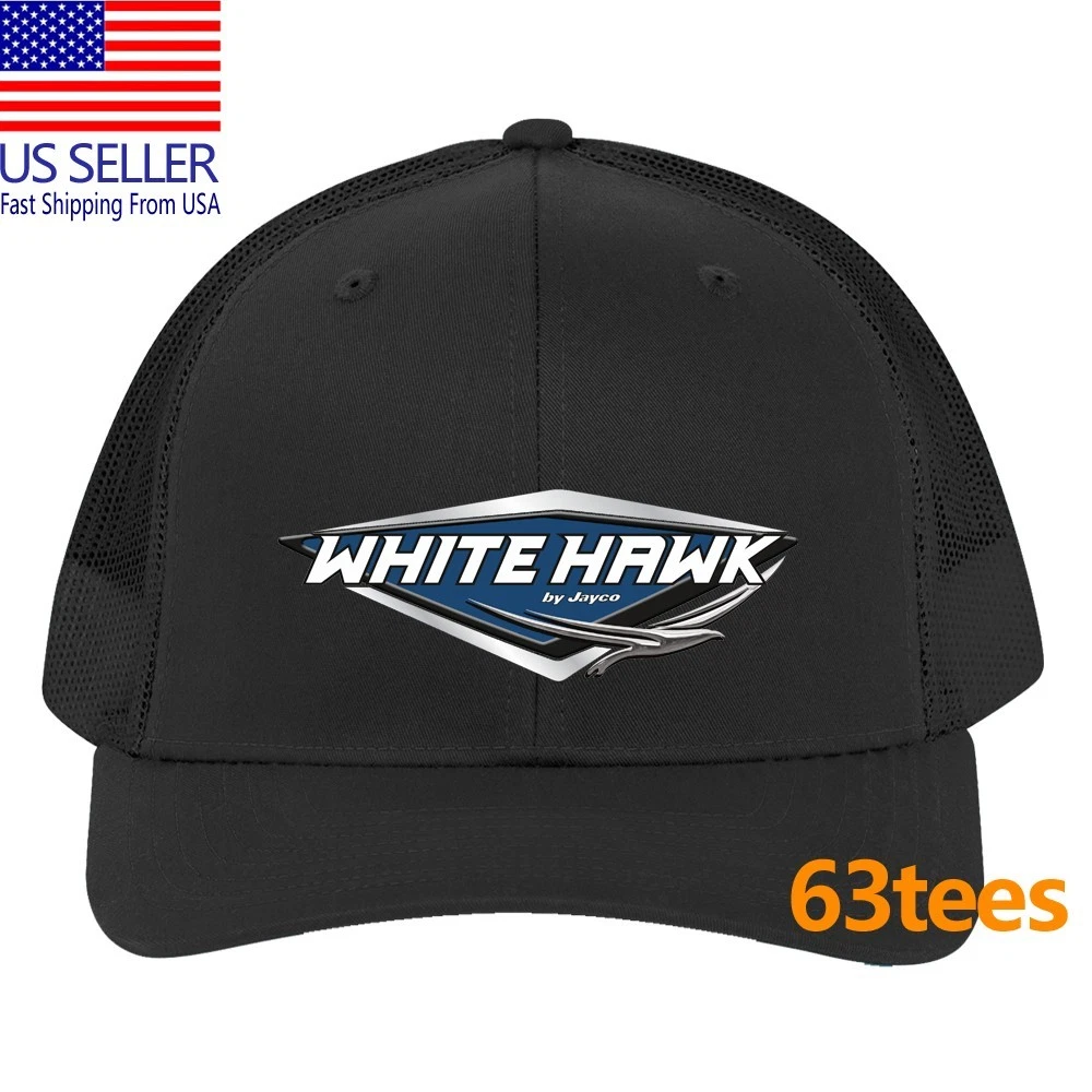 White Hawk Jayco RV Camping Black Printed Adjustable Trucker Hat Cap Adult Size