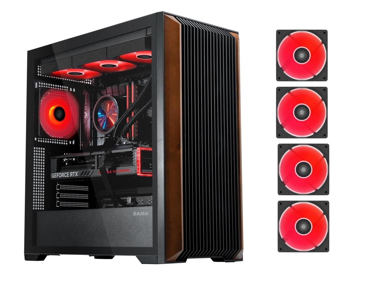 SAMA Z60 Black Genuine Walnut Wood PC Case ATX Mid Tower Pre-Installed 4x 140m 13790₽