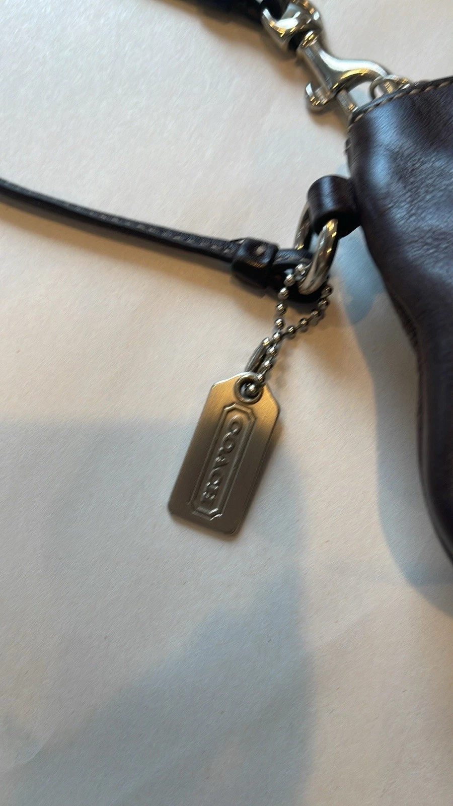 Coach Polsino pochette in pelle marrone vintage Y2K made in India anni 90 zip piccolo