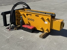 Skid Steer 1000 Hydraulic Concrete Breaker Hammer Attachment w/Nitrogen & 2 Bits
